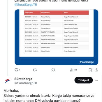 Sürat Kargo'nun Rüzgarlıbahçe Şubesi Yalanları