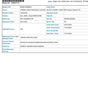 Gulf Sigorta Teknosa'dan Aldığımız Cihazın Garantisi Bitti Golf Sigorta Onarımı Red