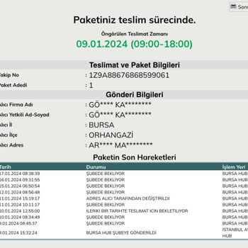 UPS Türkiye Bursa Şubesi Ürünümü Göndermiyor!