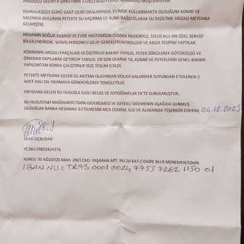 Anadolu Sigortanın Hasar Dosyasına Olumsuz Cevabı Hakkında