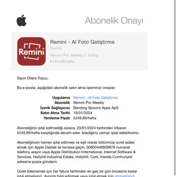 Remini Ücret İadesi İstiyorum