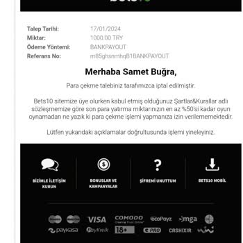 Bets10 Para Çekme Sorunu