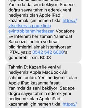 Vodafone Yanımdanın Sürekli Ve Rahatsız Edici Şekilde Mesaj Göndermesi