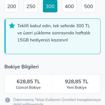 Türk Telekom 300 TL Yüklemeye 15 GB Hediyem Gelmedi
