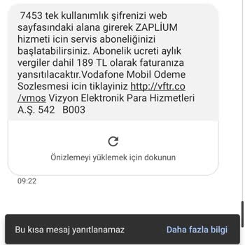 Vodafone Bilgim Dışında Başlatılan Zaplium Aboneliği