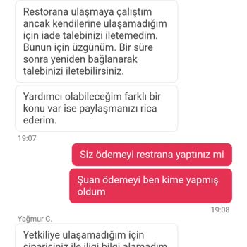 Yemeksepeti Ürünüm Gelmedi Para İadesi Yapılmadı, Muhatap Yok