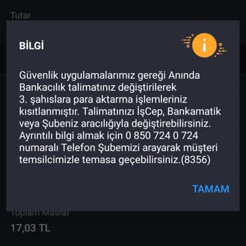 İş Bankası İşlem Kısıtı Kaldırma