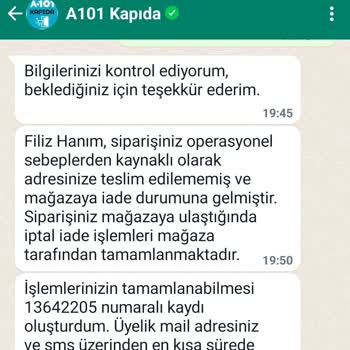 A101 Yine İptal Edilen Sipariş
