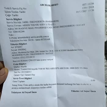 Arçelik Çamaşır Makinesi Kurutmama Yapmaması Arıza Lambası Yanması