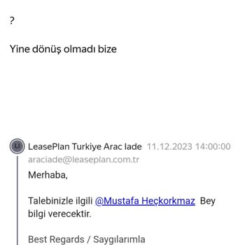 Leaseplan Tıkla Kirala Depozito İadesi Yapmıyor