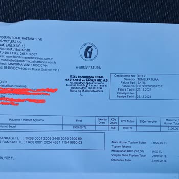 Özel Bandırma Royal Hastanesi İbraz Edilemeyen E Fatura