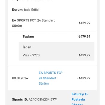 Epic Games Para İadesi Alamıyorum