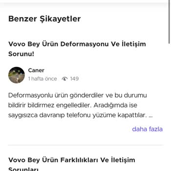 Vovo Bey Vovo. Bey Satıcısı Değişim Garantisi Verdiği Halde Değişim Yapmıyor
