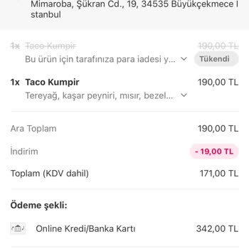 Yemeksepeti Getirilmeyen Siparişimin İadesinin Yapılmaması