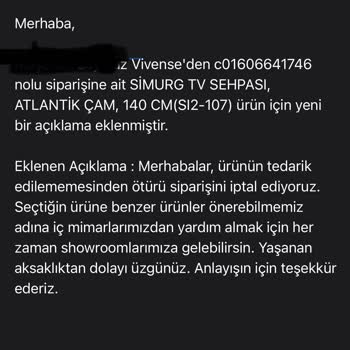 Vivense Ürünü İptal Etti