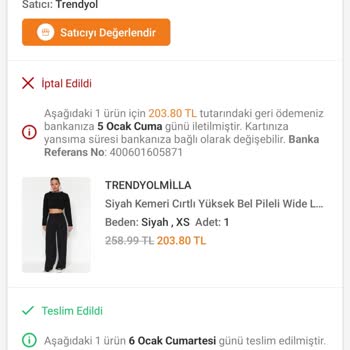 Trendyolmilla İade 15 Gündür Gelmedi