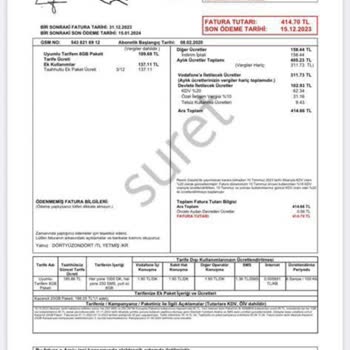Vodafone Haksız Yere Alınan Ödeme Geri İadesi Talep Ediyorum