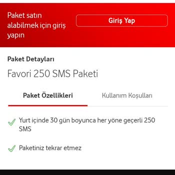Vodafone SMS Paketi Alamıyorum
