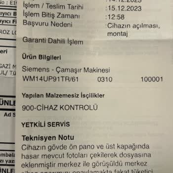 Siemens Ev Aletleri Düşürülmüş Her Parçası Zarar Görmüş Makineyi Teslim Ettiler.