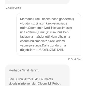 Hepsiburada.com Şikayet-Xiaomi Robot Süpürge