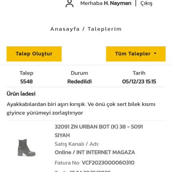 Greyder Ürün İadesi Almıyor