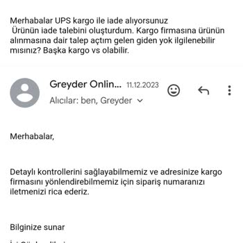 Greyder Ürün İadesi Almıyor