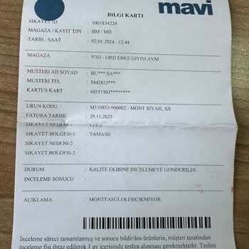 Mavi Sorunlu Ürün Değişimi