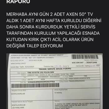 Vatan Bilgisayar Vatan Kırık TV Satıyor Ve Değişim Yapmıyor
