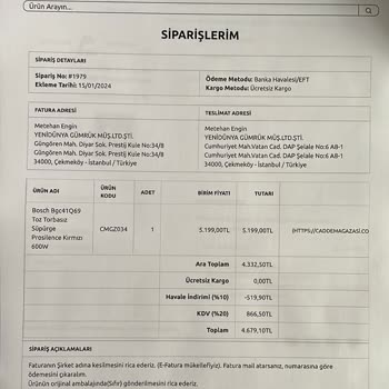 Caddemagazasi.com Sitesinden Yapılan Alışveriş