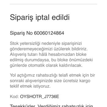 Oysho Ayakkabı Ücret İadesi Olamadı