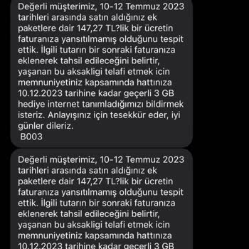 Vodafone Faturama Fazla Ücret Yansıtıyor!