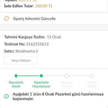 Stradivarius Ürünüm Teslim Edilmedi