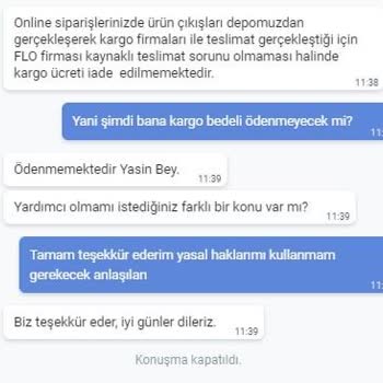 In Street Mağazasının Kargo Bedelini İade Etmiyor
