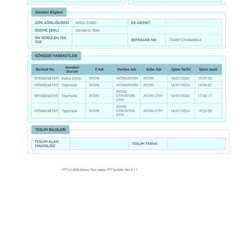 PTT Kargo Kargomun Taşıma Sürecinde Yaşanan Gecikme Sorunu