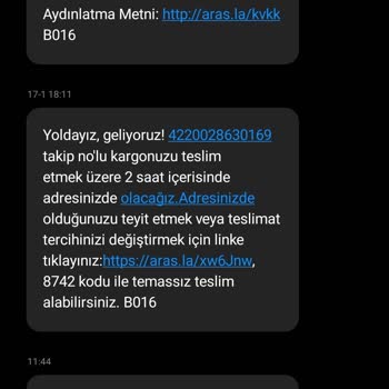 Aras Kargo Yanıltıcı Mesajları Yüzünden Zamanım Gitti