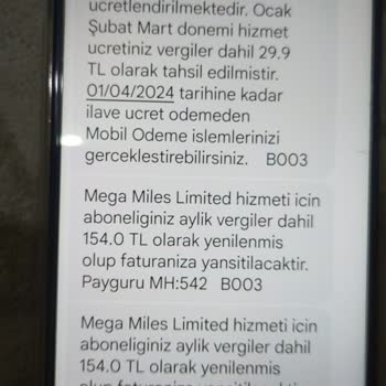 Vodafone Mega Miles Ücreti Ve Fahiş Gelen Fatura Tutarı