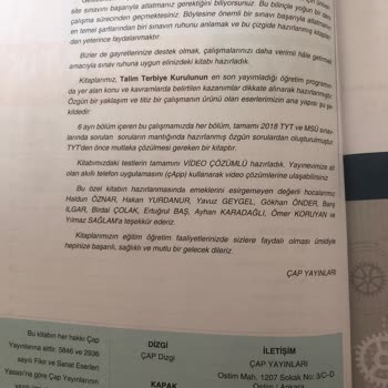 Çap Yayınları Akıl Oyunları TYT Matematik Mantıklı Soru Bankası