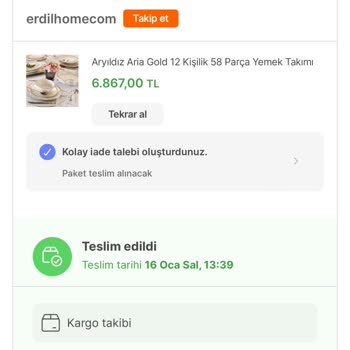 Erdil Home Kırık Yemek Takımı Gönderiyor