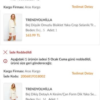 Trendyol İadem Reddedildi Ve Ürünüm Ortada Yok