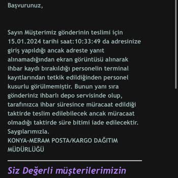 PTT Kargo Evde Olmama Rağmen Kargo Teslimi Yapmadı