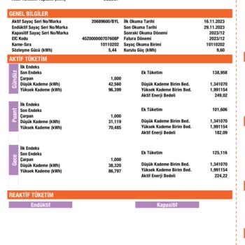 Gediz Elektrik Ek Fatura
