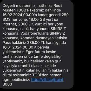 Vodafone Fahiş Fiyatta Tarife Değişikliği!