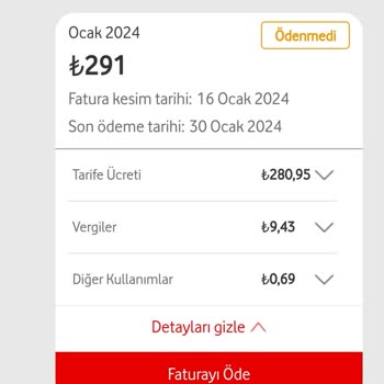 Vodafone Paket Fiyatlarının Faturaya Yanlış Yansıması