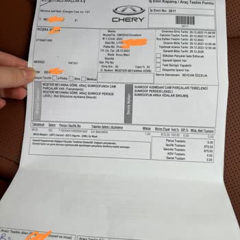 Chery İstanbul Kıyı Bayiden Sunroof Camı Değiştirilmiş Araç Teslimi