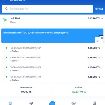 Pegasus Fazladan Bilet Parası Kredi Kartımdan Ödeme