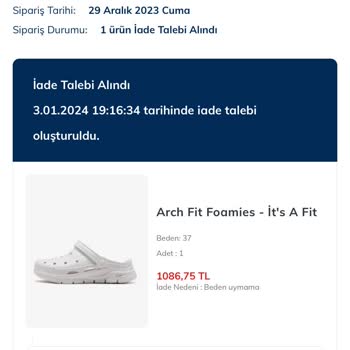 Skechers Terlik İadesini Kabul Etmiyor