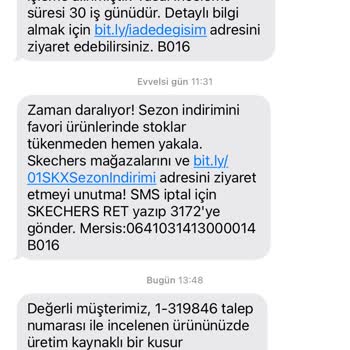 Skechers Terlik İadesini Kabul Etmiyor
