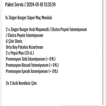 KFC Uygulaması Eksik Sipariş