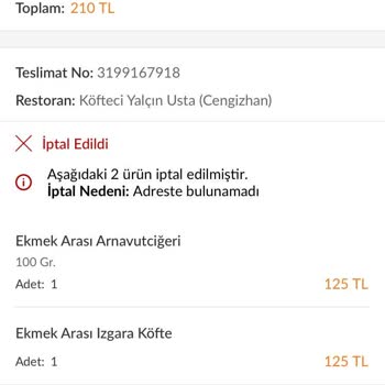 Trendyol Yemek Siparişimi İptal Edip Paramı İade Etmiyor