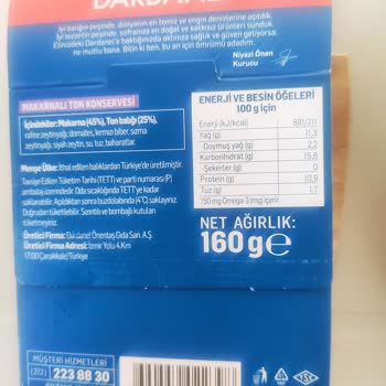 Dardanel Ton Balıklı Makarna Değil Tuz Satıyorsunuz